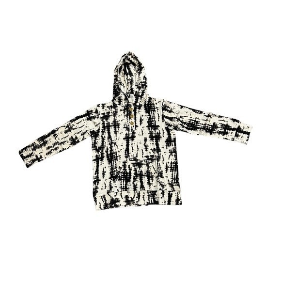 NWT Beige and Brown Kate Quinn Shibori Modal Hooded Henley Tee - Picture 1 of 7